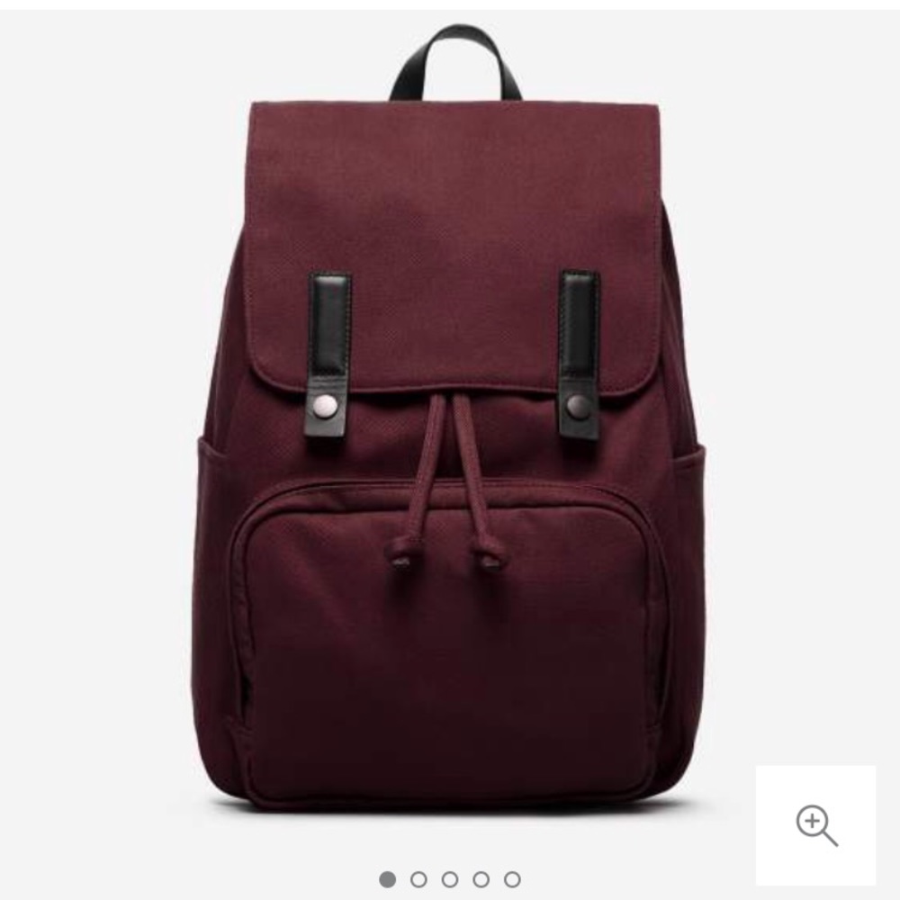 EVERLANE BURGUNDY THE MODERN TWILL SNAP BACKPACK